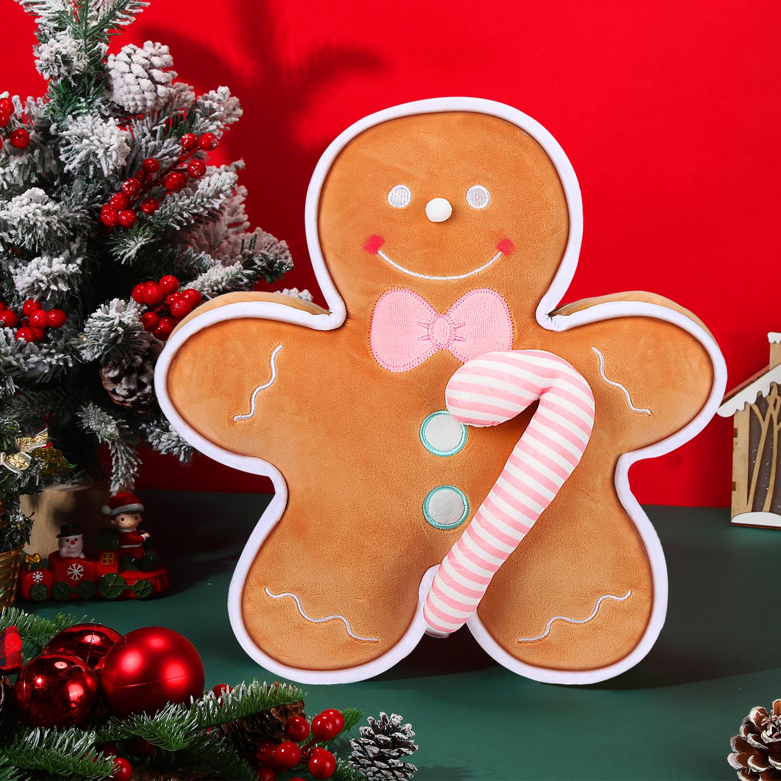 BSTAOFY Christmas Gingerbread Man Plush Pillow - 12 Inch Soft Stuffed Toy For Kids & Holiday Decor - View #9