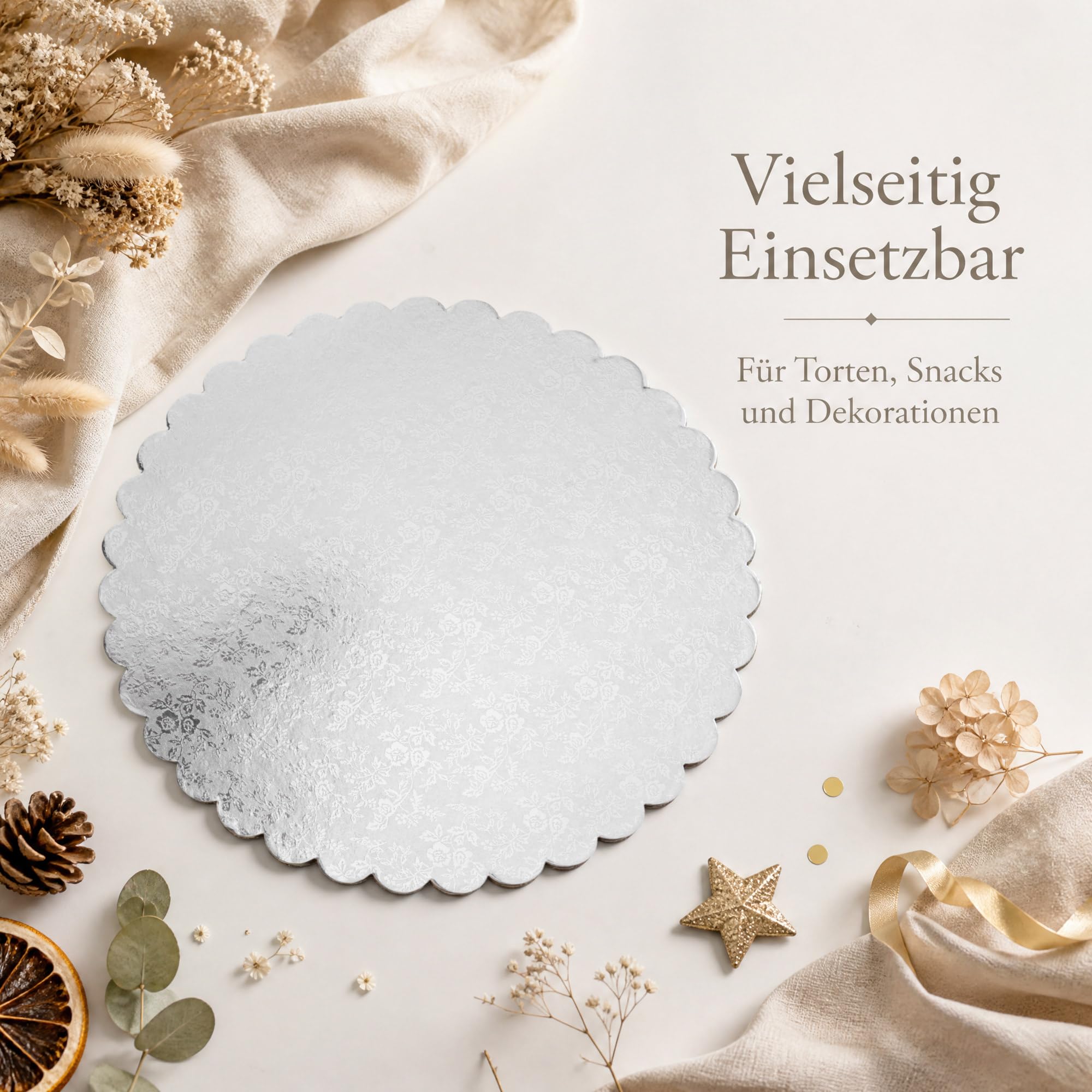 30 Stück Cakeboard 30 cm Rund Silber, 2 mm Dicke Tortenplatte Pappe, Kuchenplatte Rund Pappe für Feiern, Geburtstag, Kuchenpräsentation