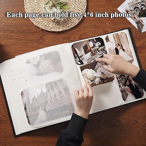 Miniatura 3 de Pssoss Álbum de fotos grande de bricolaje, 100 páginas con espacio de escritura para fotos de 3 x 5, 4 x 6, 5 x 7, 6 x 8, 8 x 10 pulgadas, para