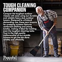 Vista 3 de Escoba de maíz Amish hecha a mano con mango de madera – Escoba resistente de 57 pulgadas para patio, vestíbulo y mercado, Escoba de paja 100%