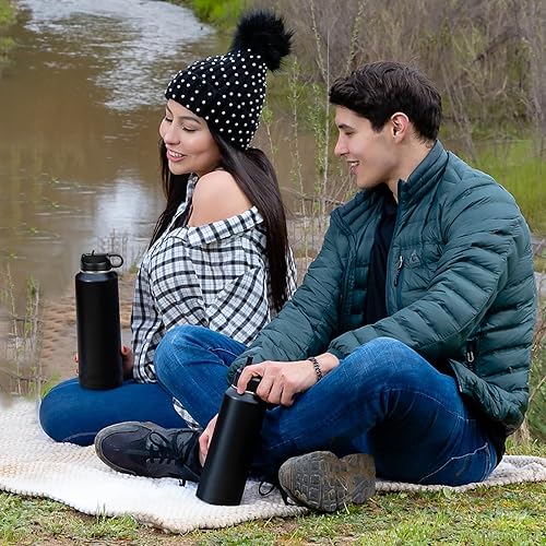 Miniatura 5 de LaserGram Botella de agua de doble pared de 32 onzas con popote, la mejor novia del mundo, grabado personalizado incluido (gris)