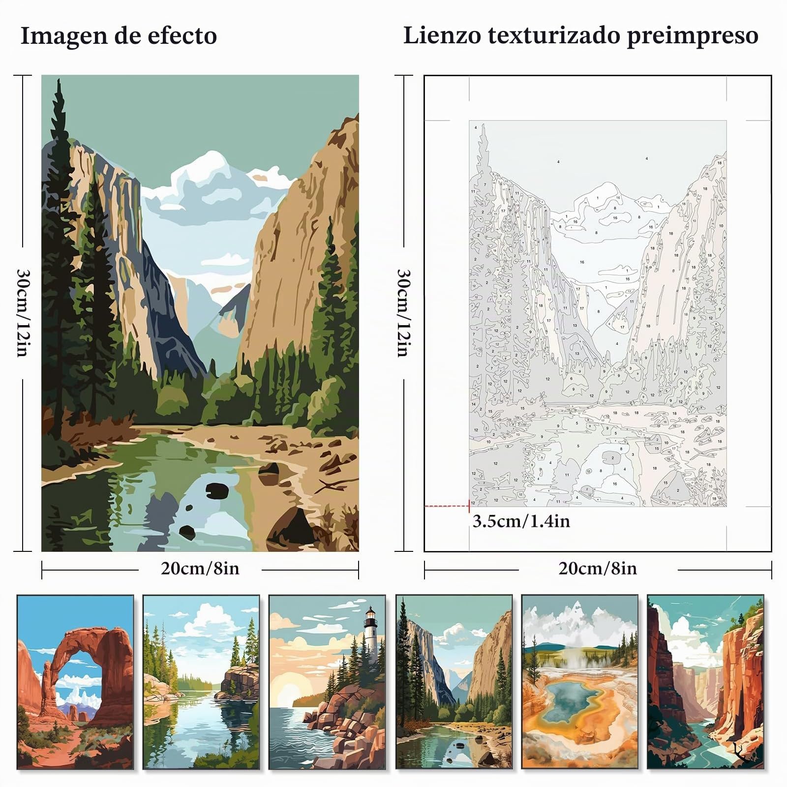 6 Piezas Set de Pintar por Números para Adultos Principiantes Parque Nacional Lienzo Pintar por Números Sin Marco Paisaje del Parque Nacional Pintura Oil por Núm