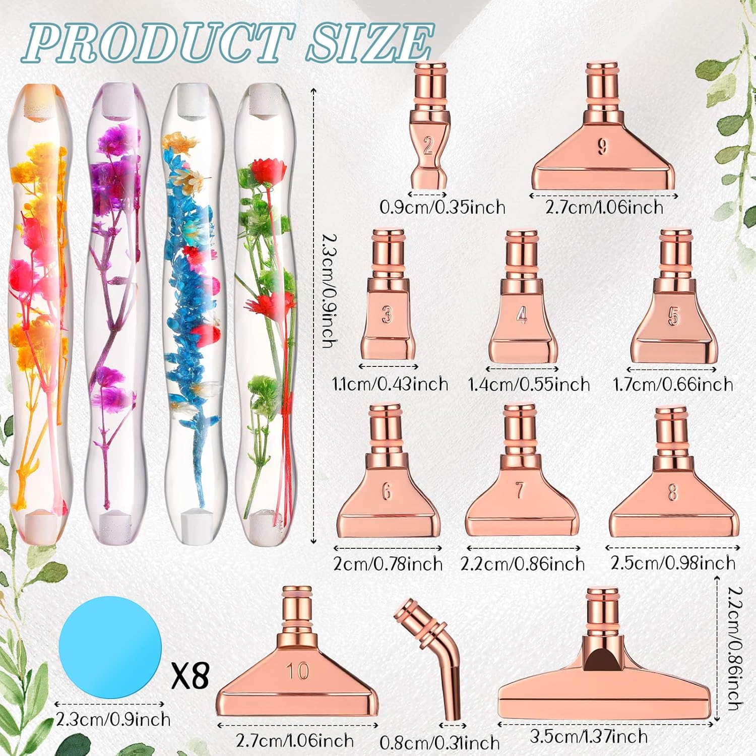 Geyoga 23 Pcs Flower Diamond Painting Art Drill Tool Pen Kits Resin for Adults with Rose Gold Pen Tips Preppy DIY Diamond Arts Pens Accessories Nail Art Embroidery Decoration