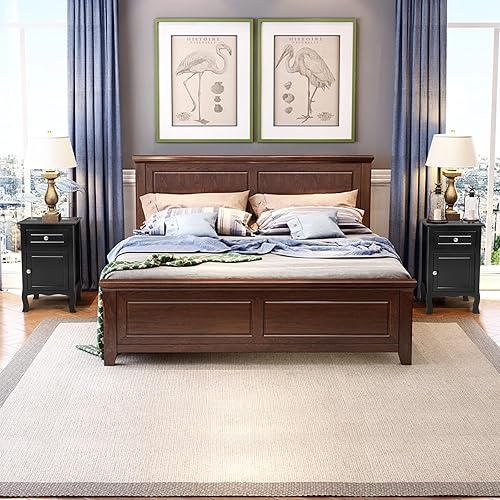 Miniatura 4 de VERYKE Mesita de noche pequeña con cajón y gabinete mesa auxiliar moderna de madera para espacios pequeños sala de estar dormitorio negro