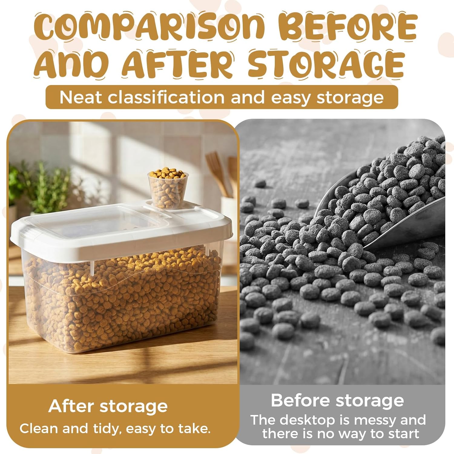 2 Pack Airtight Dog Food Storage Container, 16.5 Lbs Clear Pet Food Storage Bin with 2 Measuring Scoops for Pet Dog Cat Rice Grain Treat