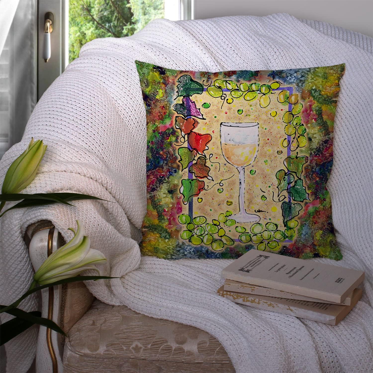 Caroline's Treasures 8617PW1414 Wine Fabric Decorative Pillow Machine Washable, Indoor Outdoor Decorative Pillow for Couch, Bed or Patio, 14Hx14W