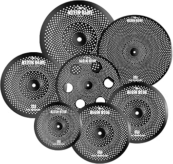 PD Phantom Series Low-Volume Silent Cymbal Set 7-Piece Quiet Cymbals for Drummers Includes 10 Splash, 14 Hi-Hats2, 16 Crash, 16 Trash Crash, 18 China & 20 Ride Black Factory Direct