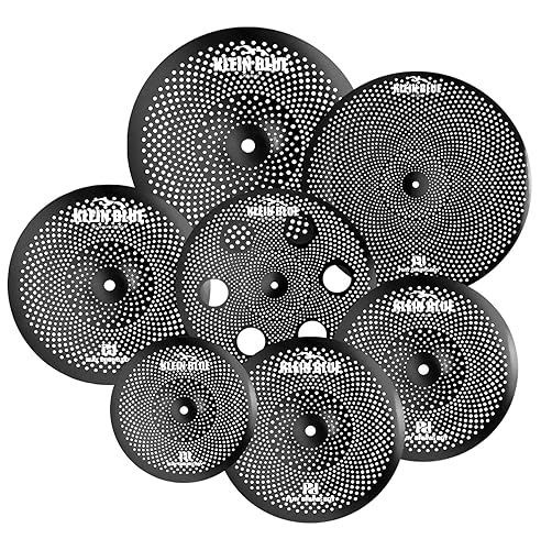 PD Phantom Series Low-Volume Silent Cymbal Set – 7-Piece Quiet Cymbals for Drummers – Includes 10″ Splash, 14″ Hi-Hats×2, 16″ Crash, 16″ Trash Crash, 18″ China & 20″ Ride – Black – Factory Direct