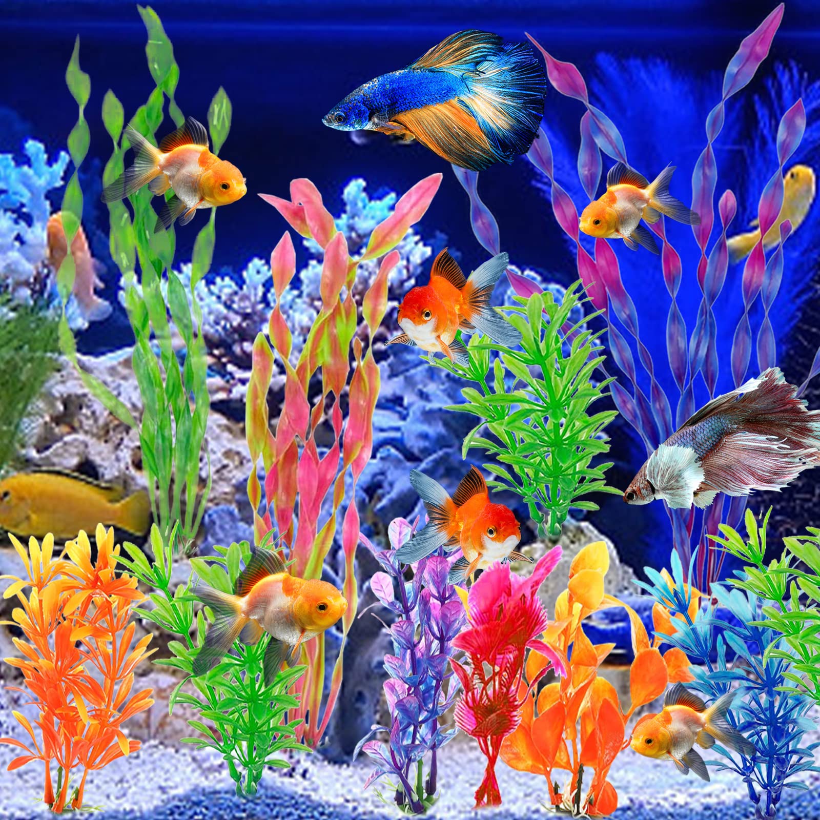 10 Stück Künstliche Aquarium Pflanzen - Fisch Tank Deko Für Alle Aquarien