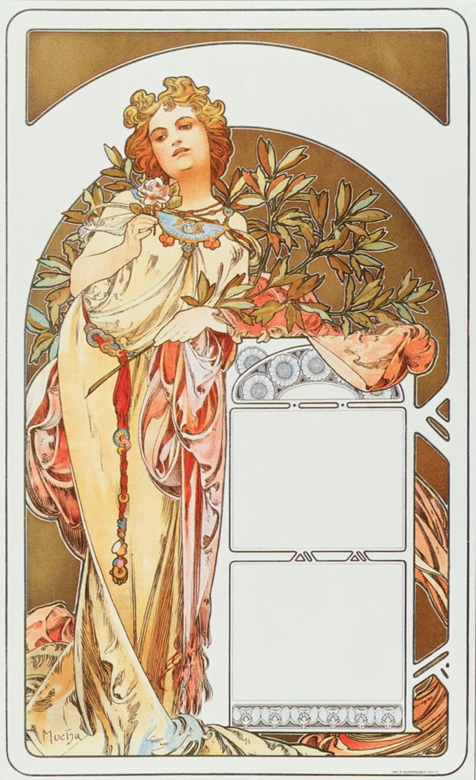 SERENDIPITP Vintage Wall Art Canvas Nordic Poster Canvas Print Picture Holy Mount Athos by Alphonse Mucha Wall Art Poster for Home Decor 60x90cm