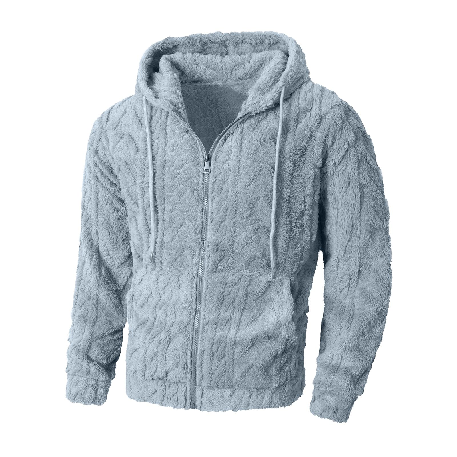 Sudadera Sin Mangas Hombre Chaqueta De Forro para Hombre, Manga Larga, Cremallera, con Capucha, Estilo Casual Y Cálido Invierno. Top Yoga (Light Blue, S) Ropa Marca Gimnasio Camisas
