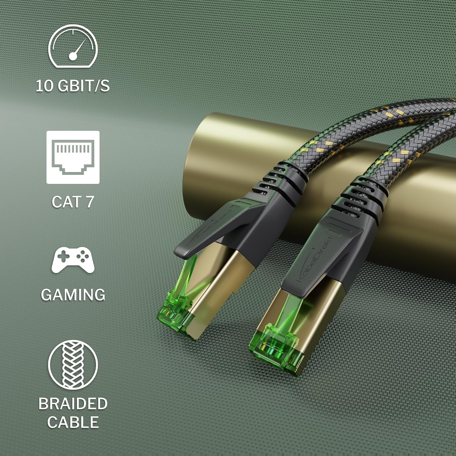 Cat 7 Ethernet Cable, Ultra-Secure Triple Shielding, Internet & LAN Cord, Nylon Braided – 65ft (Break-Proof Network Cable, 10Gbit/s for Maximum Fiber Optic Speed, RJ45 Plug) – CableDirect