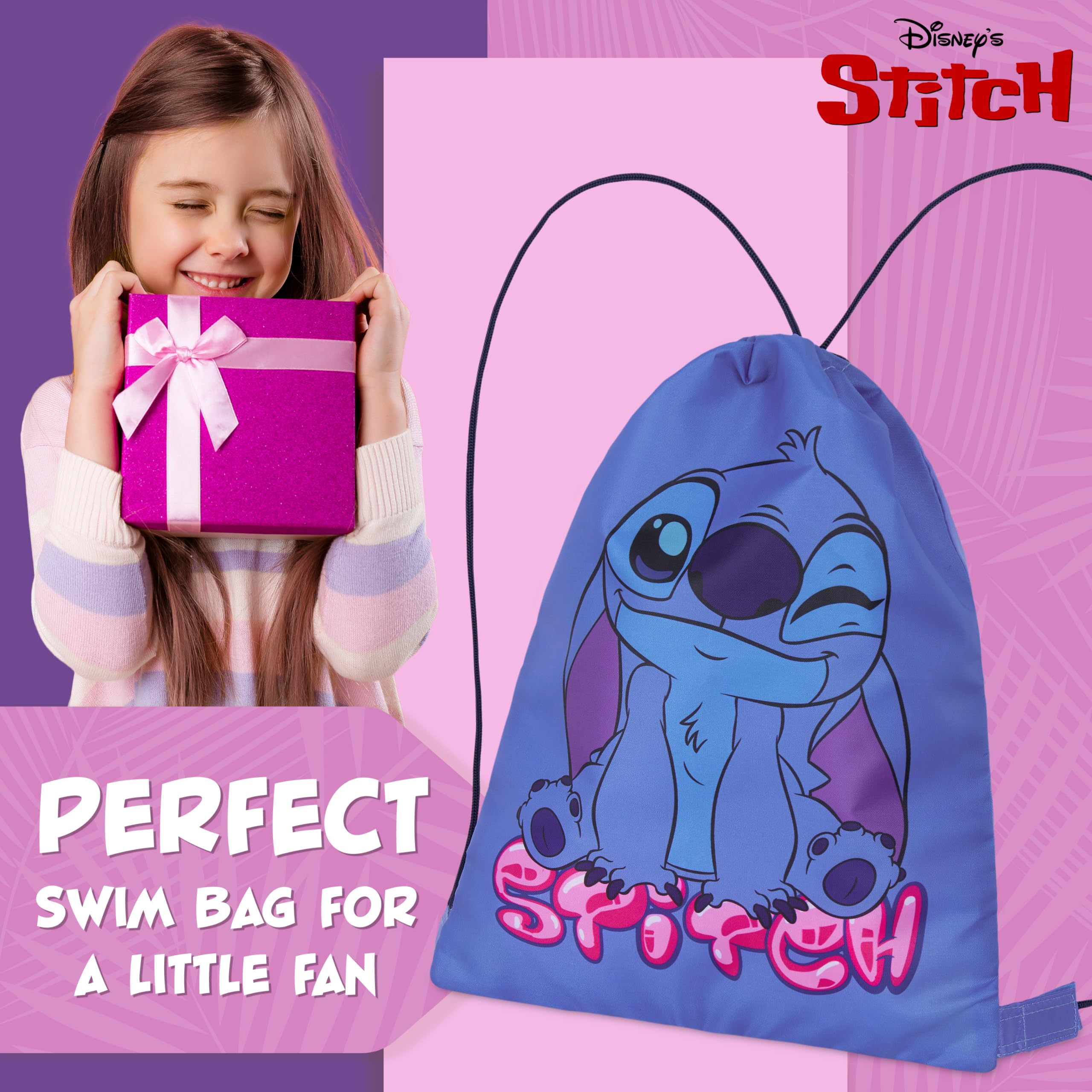 Disney Stitch Drawstring Bags for Kids Swimming Bag Spiderman String Backpack School PE Kit Travel Beach Holiday Sports Gym (Blue Stitch) - Image 3