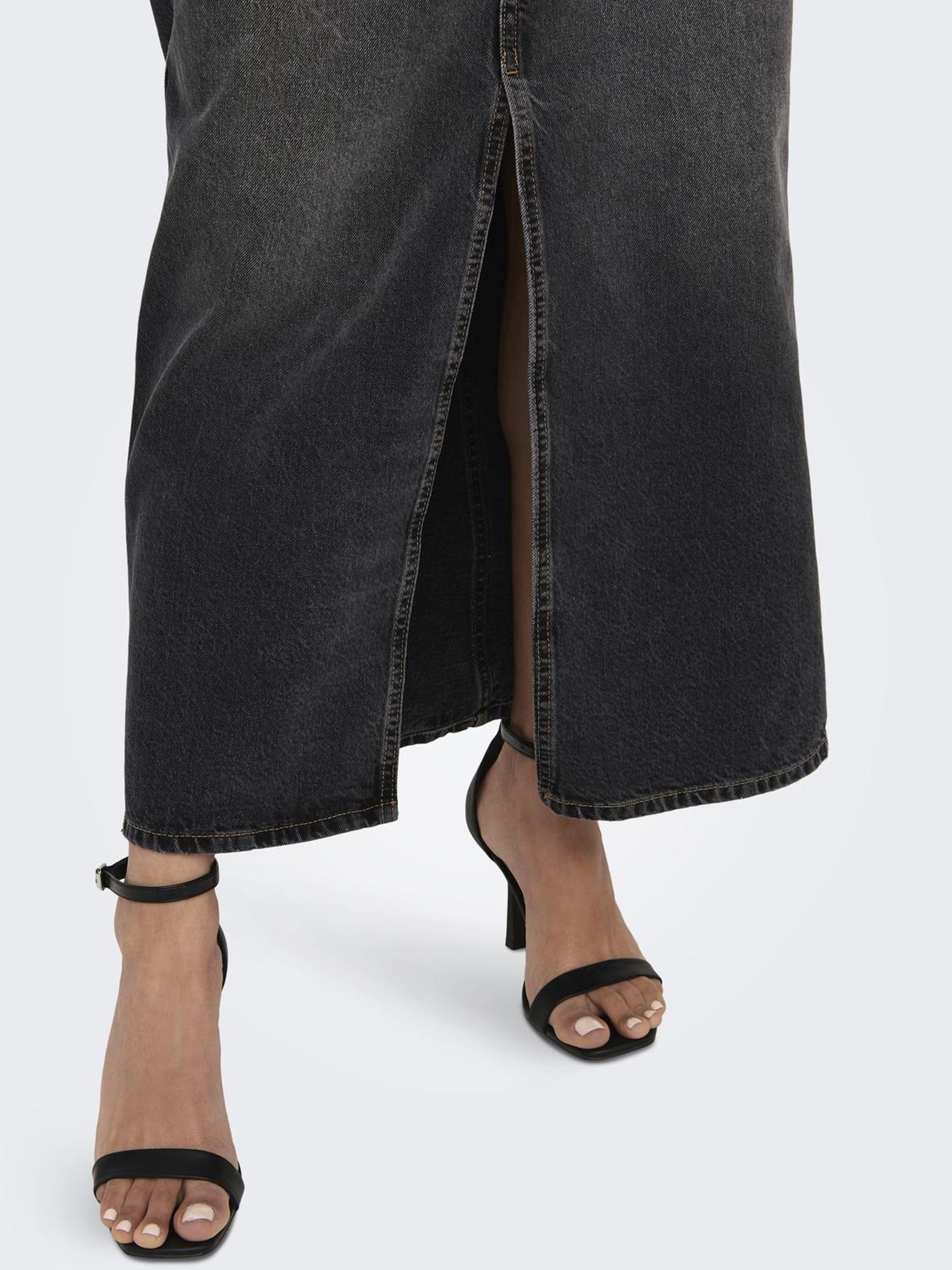 ONLY Jupe Longue en Jean pour Femme avec Fente Stone Denim Wash Taille mi-Haute et Poches Avant.