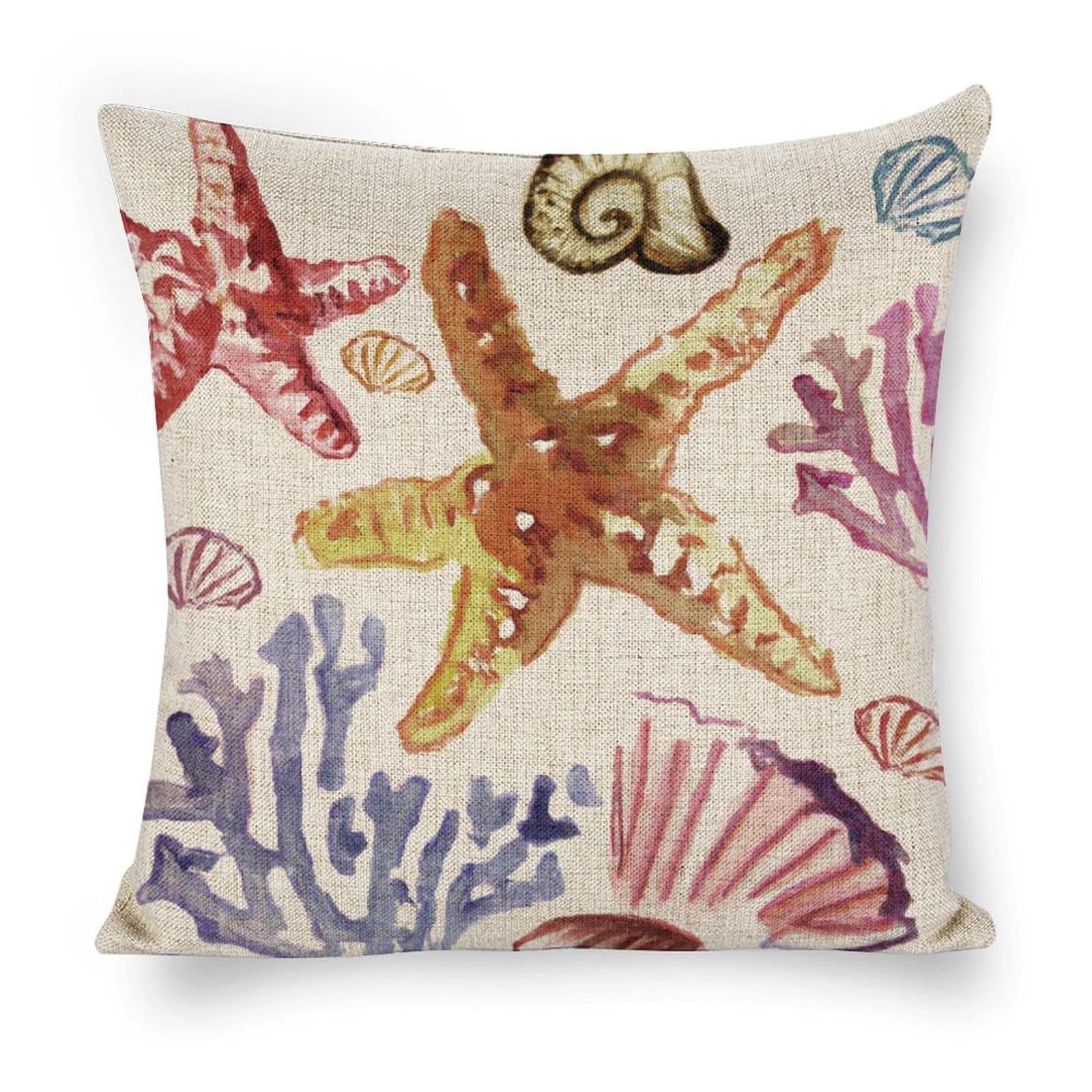Icotoibabie Beach Couch Pillow Linen Throw Pillow Covers 18X18 Beach Couch Decorative Pillowcase Cushion Cover For Couch Sofa Bedroom