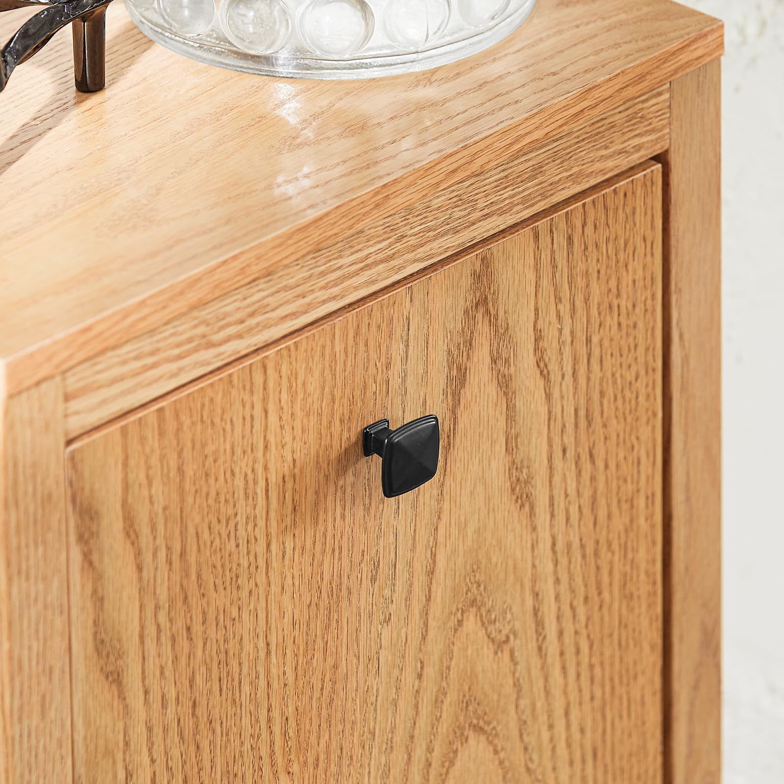 BZR96 N Wäscheschrank mit Korb für Badezimmer, Naturholz-Finish, 40 x 35 x 90 cm