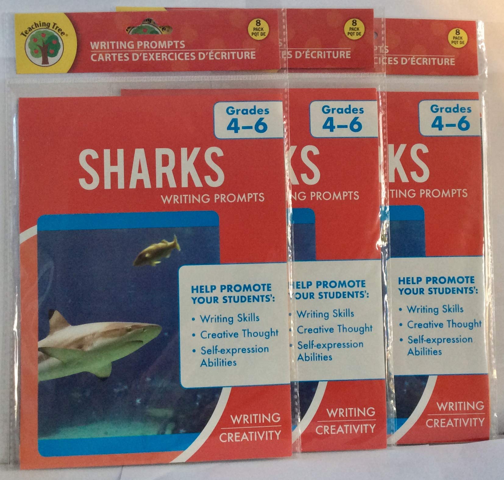 Teaching Tree Sharks Writing Prompts - Bundle of 3 Packs - 8 Cards per Pack - Grades 4-6