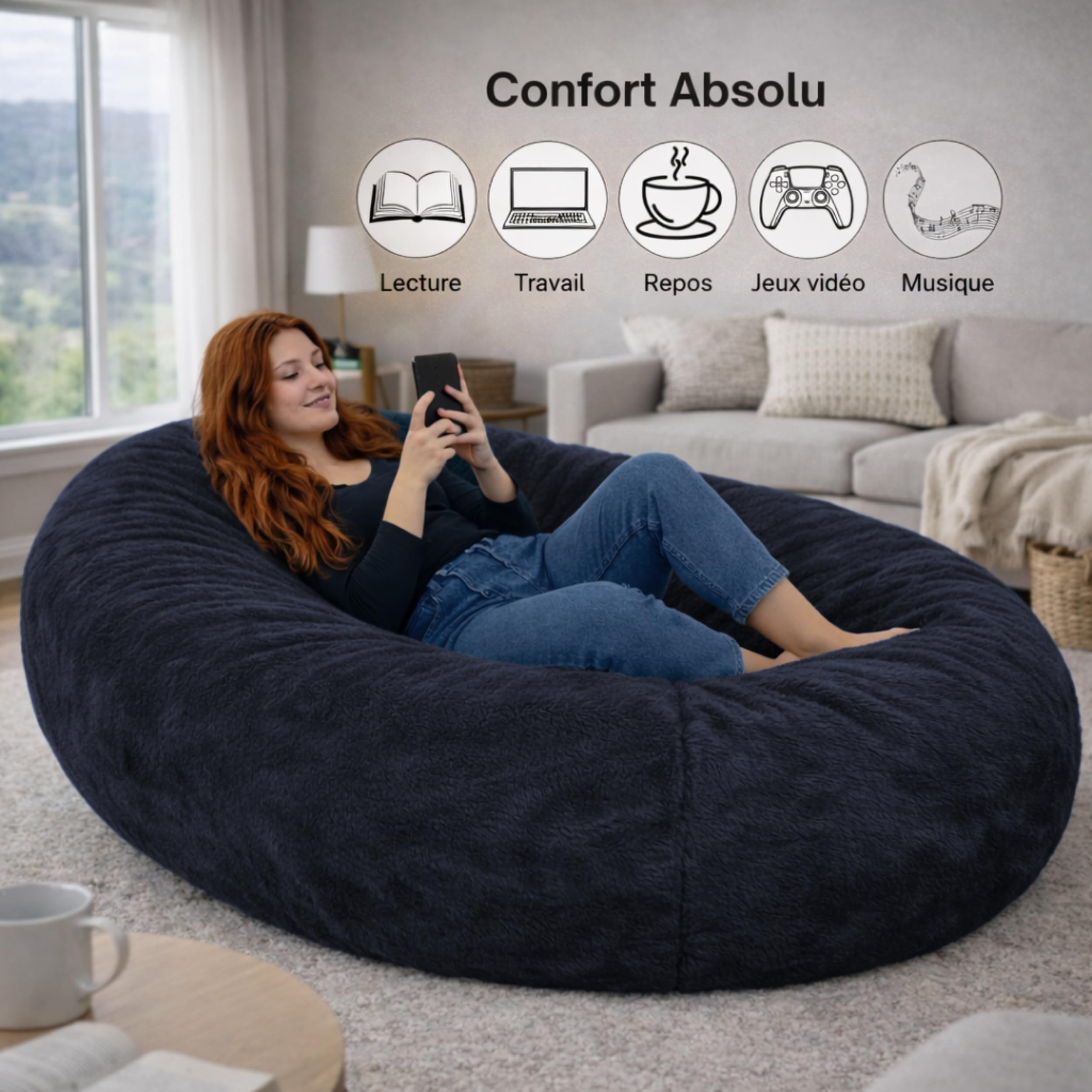 Bananair - Gigantische XXL zitzak van microsuède - Zacht en comfortabel - Machinewasbaar overtrek - royaal gevoerd, hoogwaardige kwaliteit - Bed, Bean Bag (blauw, 200 cm Bananair - Gigantische XXL zitzak van microsuède - Zacht en comfortabel - Machinewasbaar overtrek - royaal gevoerd, hoogwaardige kwaliteit - Bed, Bean Bag (blauw, 200 cm
