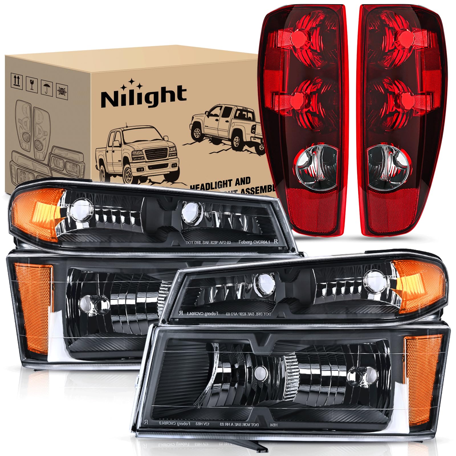 Nilight Headlight and Taillight Combo for 2004-2012 Chevy Colorado