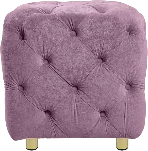 Miniatura 6 de Polibi Otomana cuadrada tapizada de terciopelo, moderna y suave, taburete de maquillaje, asiento cómodo para sala de estar, dormitorio, entrada
