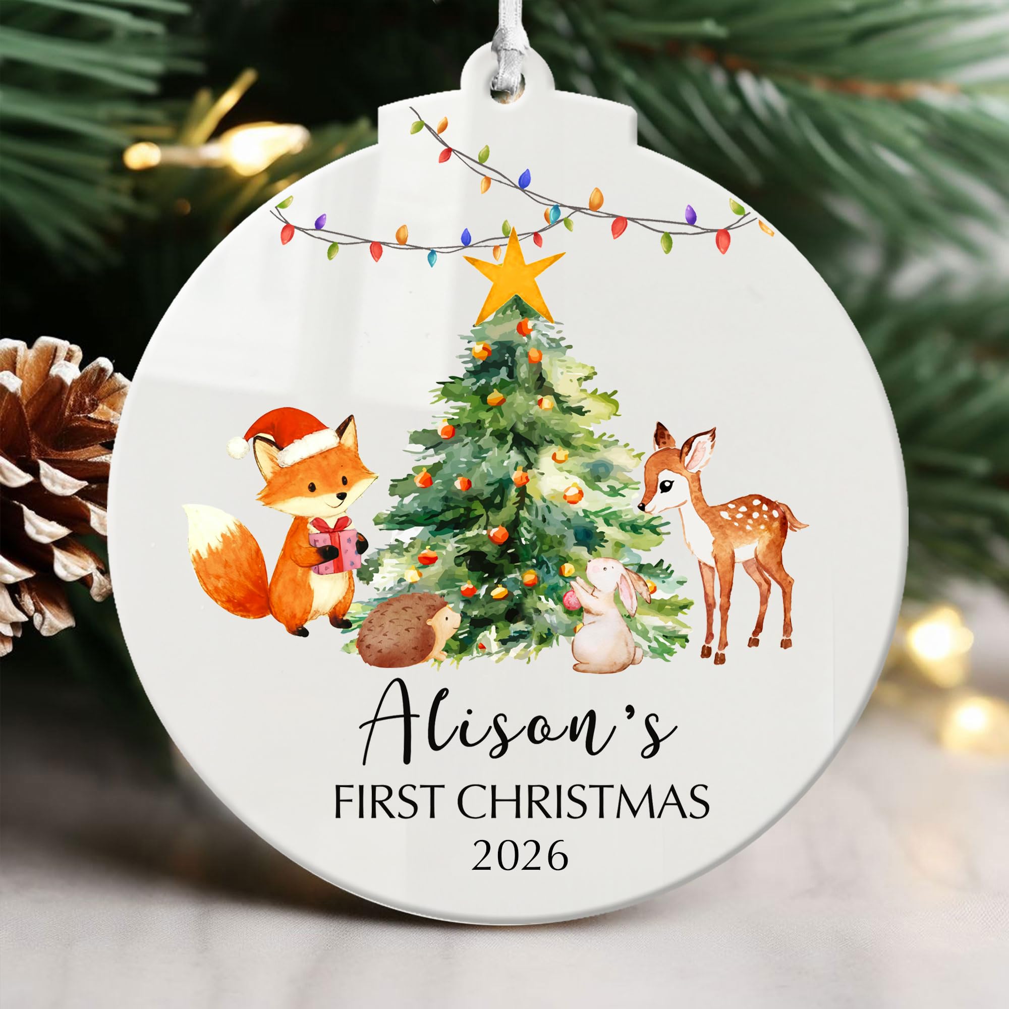 Personalised Babys First Christmas Bauble 2026, Baby 1st Christmas Bauble, Personalised Xmas Baubles, Custom Xmas Tree Decorations Ornaments for New Baby Toddler Boy Girl(Design 3, Round) — image 1
