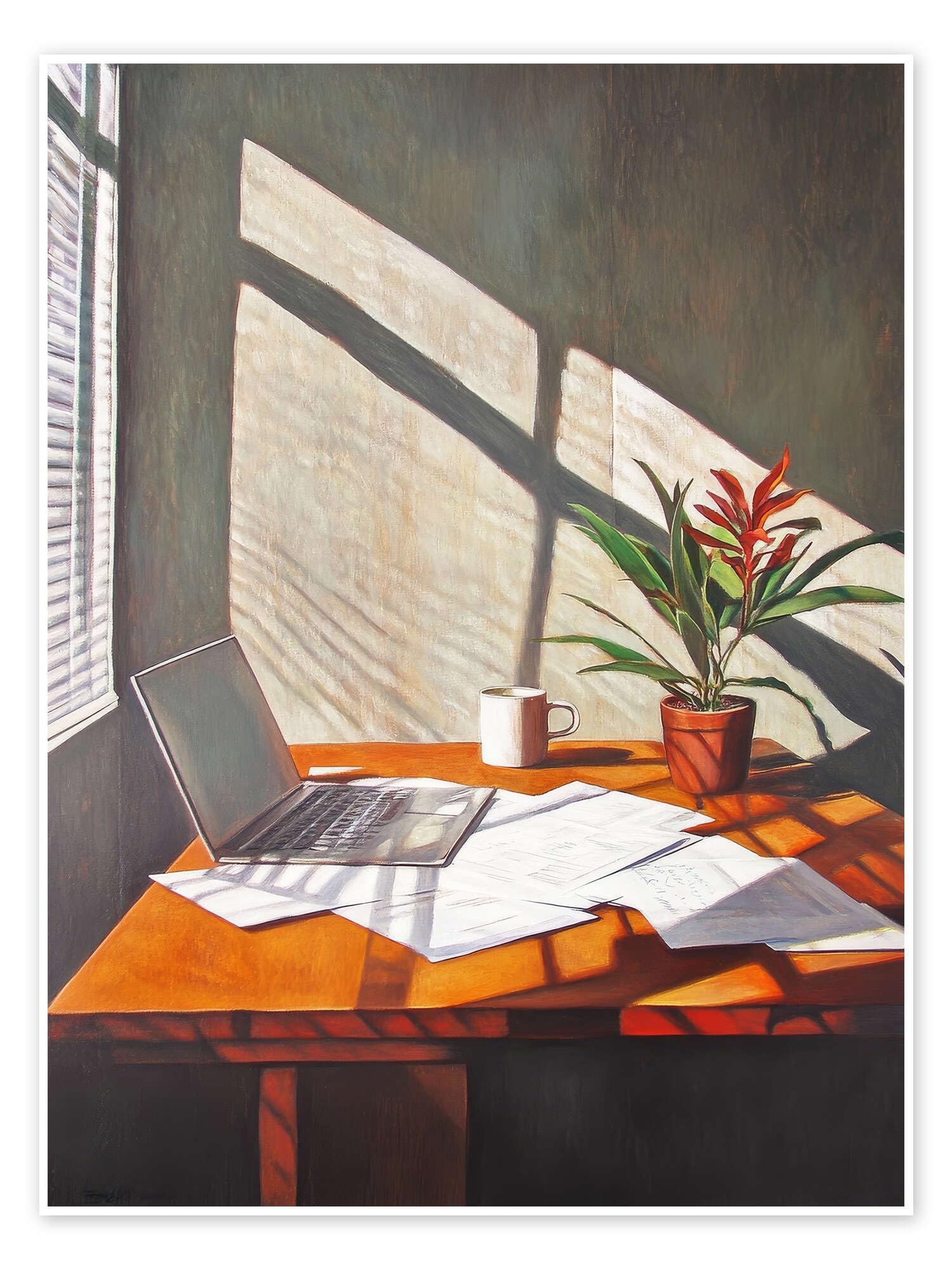 Sunny office Plakat | 100 x 130 cm DejaReve Obrazy Dekoracja ścienna
