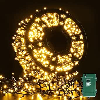 Quntis 50m 2000 LED String Light Warm White Light,Waterproof IP44.8 Lighting Modes,Decorative Lighting for Christmas Parties Weddings,Home Decor Garden Terrace Pergola