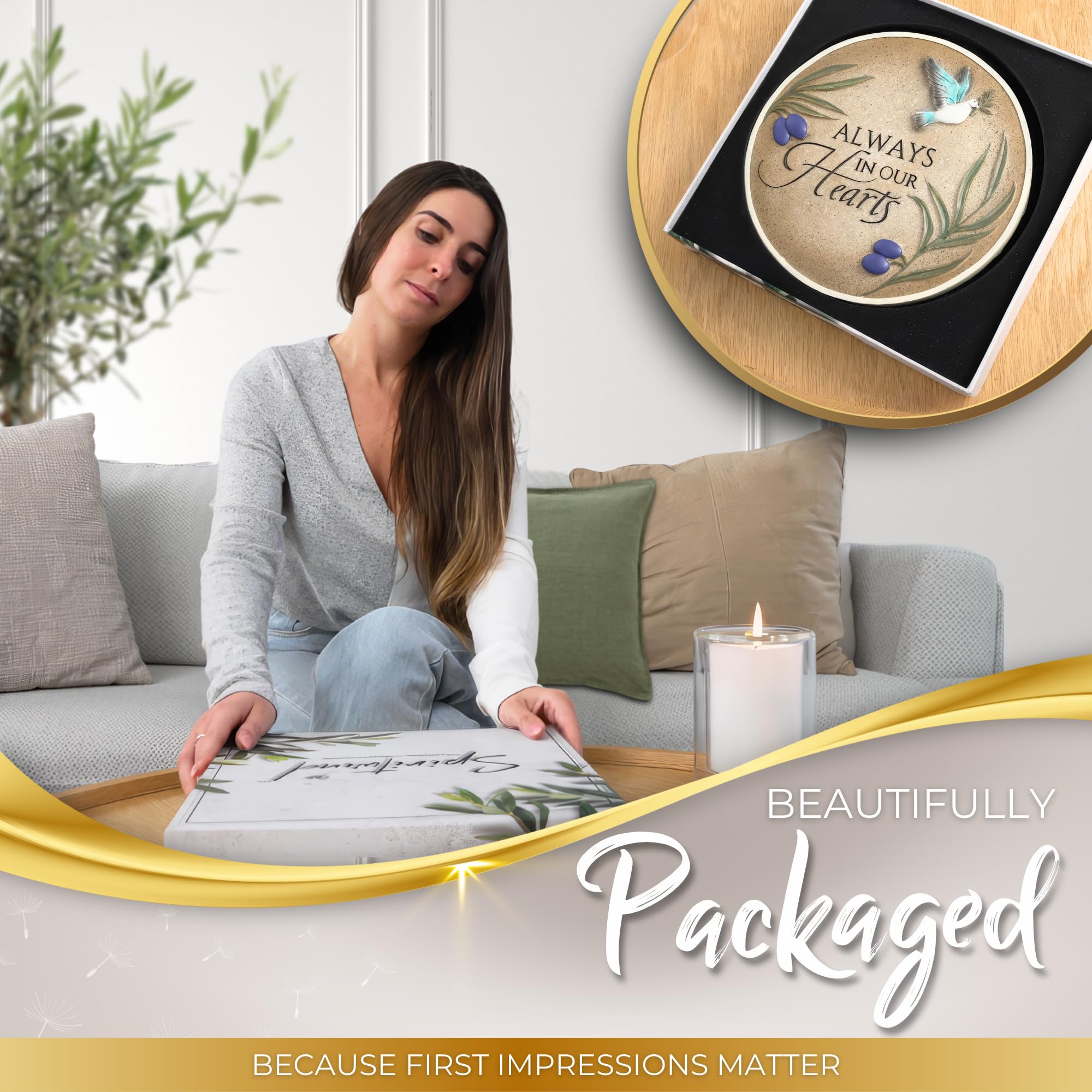 Spiritwind Pietra commemorativa da giardino con supporto, 25,4 cm, pietra commemorativa per i propri cari persi con biglietto di condoglianze, regalo per lutto, condoglianze, decorazioni per interni