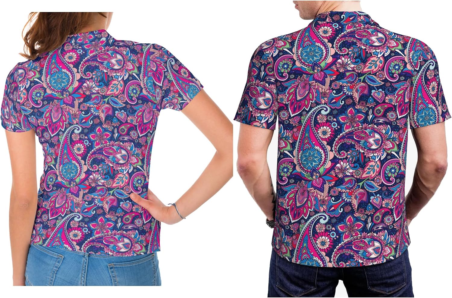 Funny Couple Golf Shirts,Matching Hawaiian Golf Shirt for Couple,Moisture Wicking Couple Polo Shirt for Men Women
