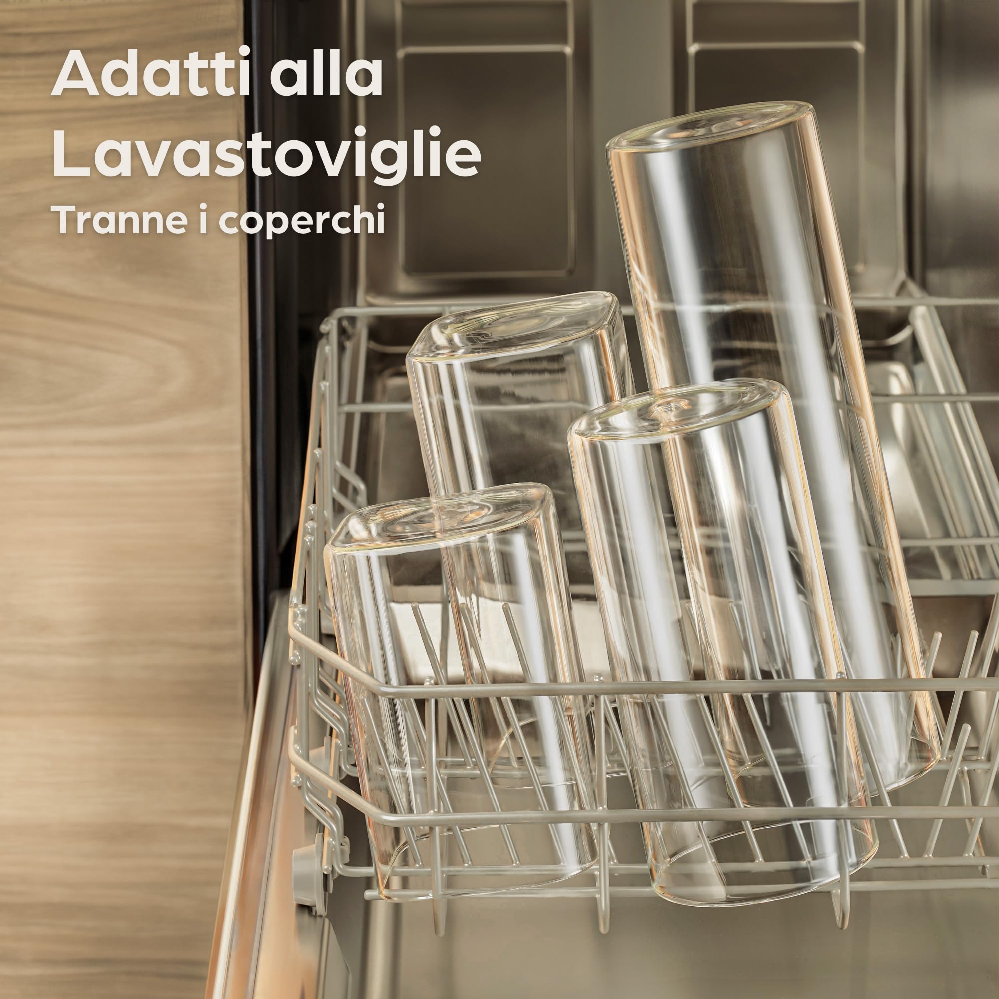 Praknu Set di 3 Barattoli di Vetro con Coperchio - 1 l - Quadrati - Ermetici - Con 6 Guarnizioni - Lavabili in Lavastoviglie