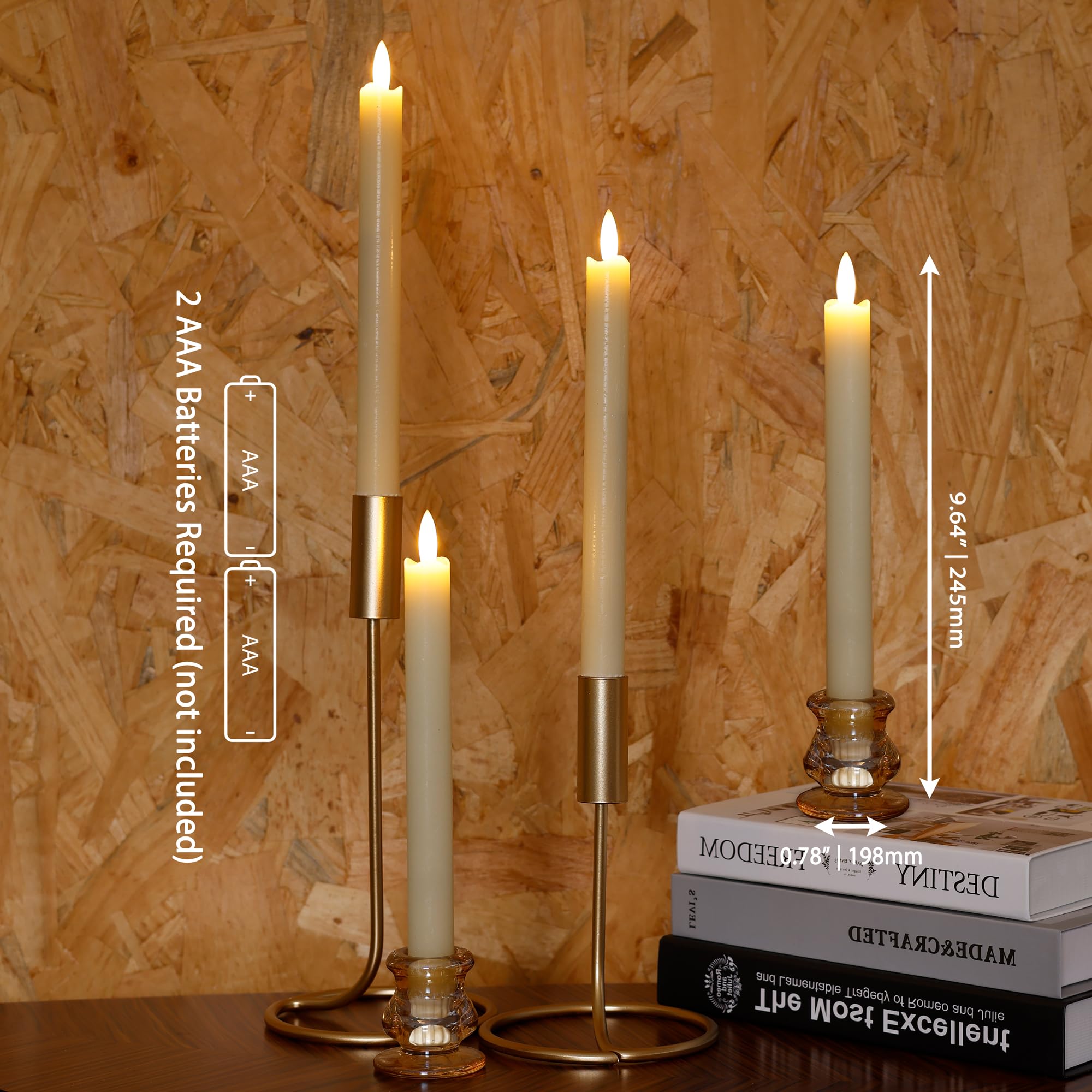 AFINETH Flameless Taper Candles with Rmote, 9.6