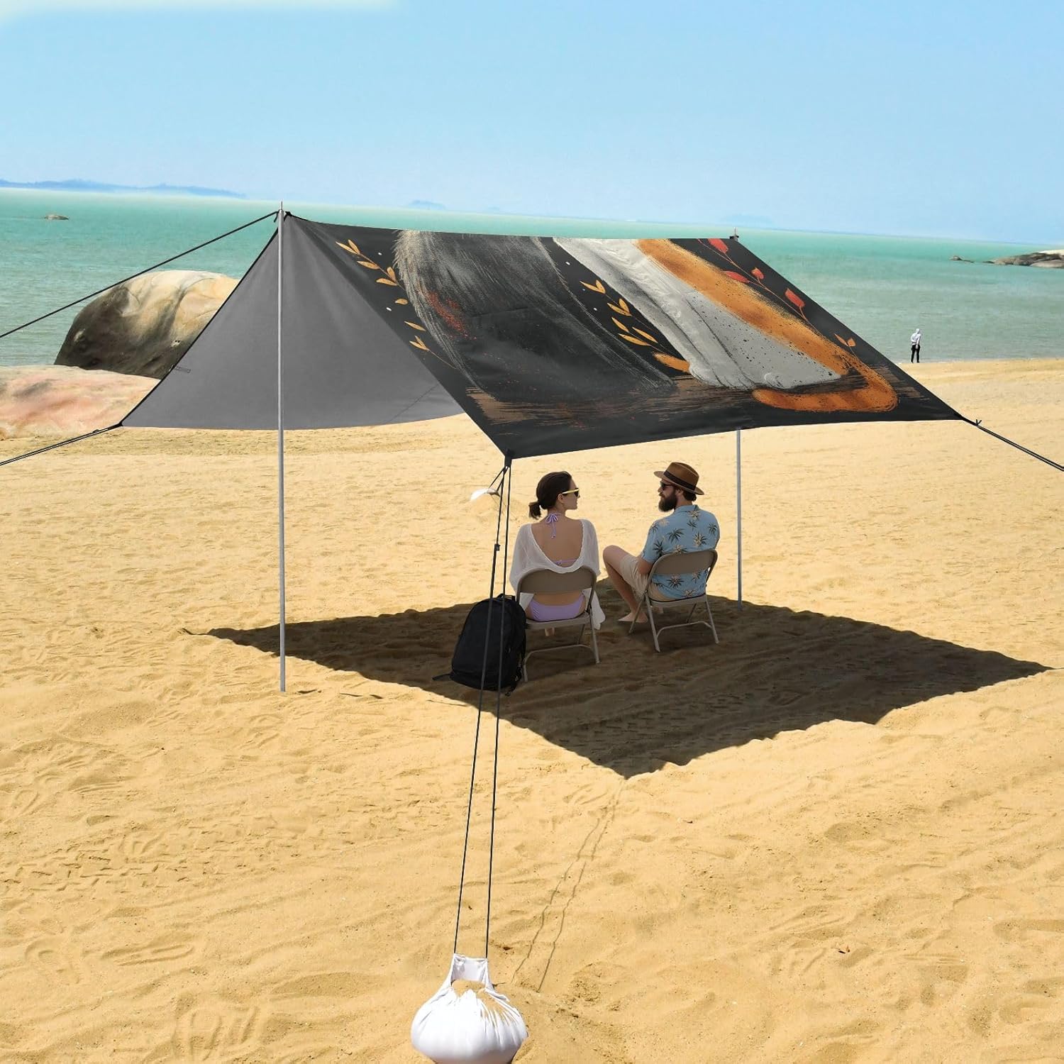 ALAZA Cat Valentine Beach Tent Sun Shelter UPF50+ Protection Beach Shade Canopy w/ 4 Sandbags for Outdoor Camping, Fishing, Backyard Fun, Picnic, 10x9 ft