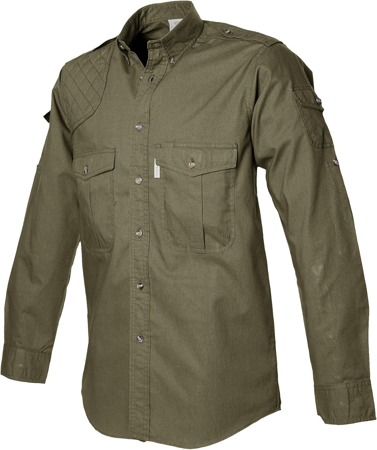 Tag Safari Shooter Shirt for Men Long Sleeve, 100% Cotton, Sun Protection for Outdoor Adventures - Image 2