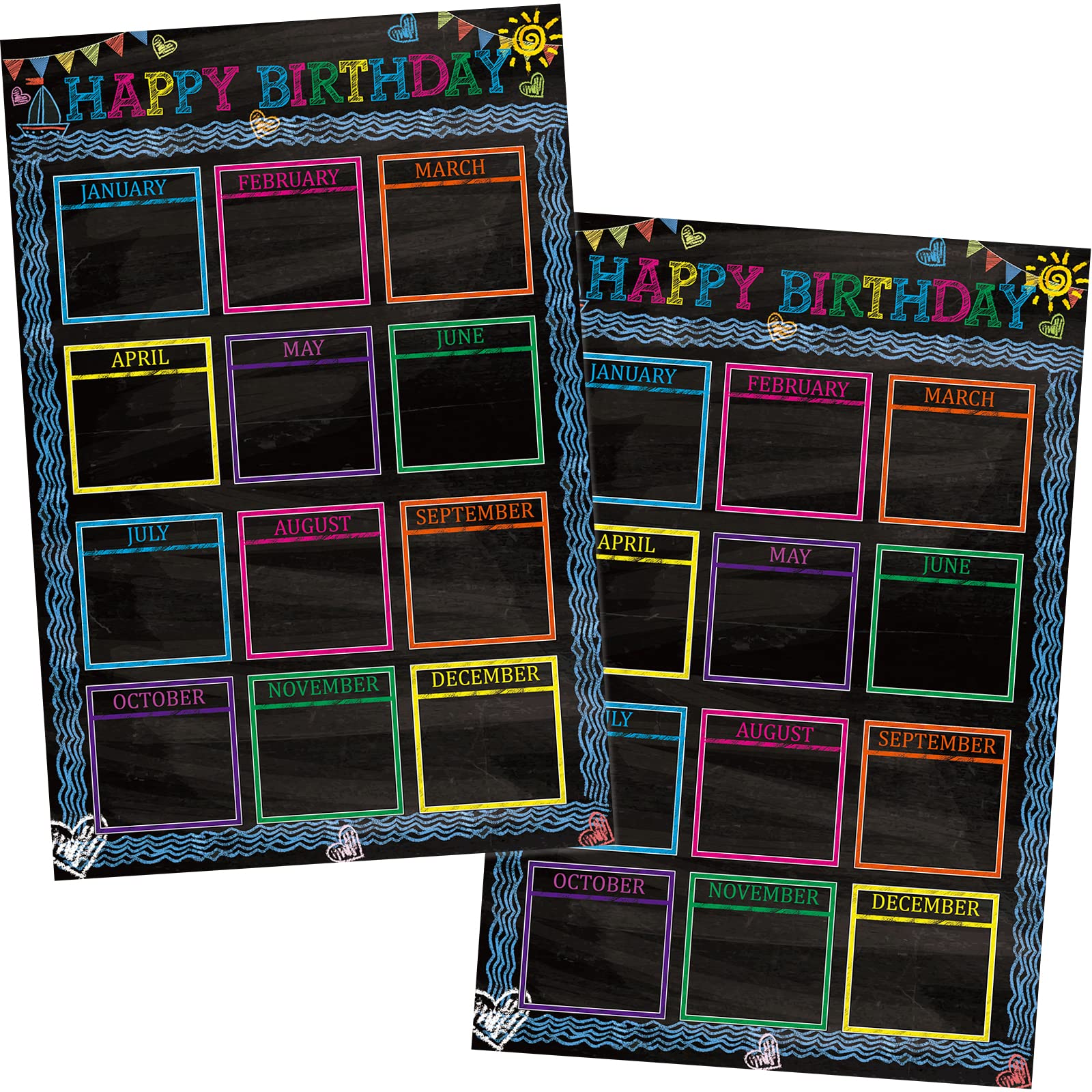 Buy 2pcs Happy Birthday Chart for Classroom Birthday Bulletin Board