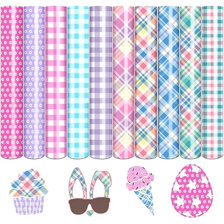 Tintnut Plaid HTV - 10 Pastel Heat Transfer Sheets
