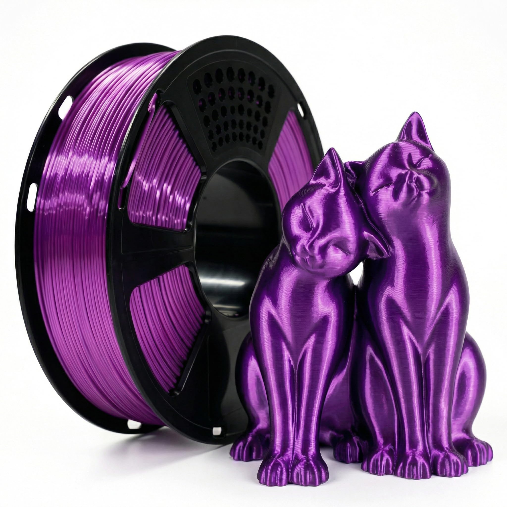 Silk PLA Filament 1.75mm Dark Purple 1KG, Shiny High Gloss Finish, Perfectly Wound, Accuracy +/-0.02mm 3D Printer Filament Vacuum Packaging