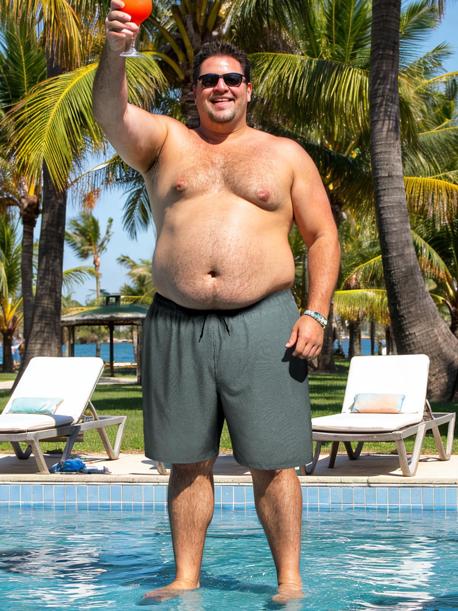Arcweg Badehose Herren große Größen 2XL-6XL, schnell trocknend mit Kompressions-Netzfutter & elastischem Bund | Boardshorts für Strand, Schwimmen und Sport
