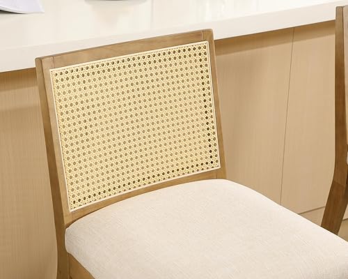 Miniatura 8 de VESCASA Taburetes tapizados de encimera de 26.5 pulgadas de alto con respaldo de ratán rectangular, sillas de bar modernas de altura de mostrador