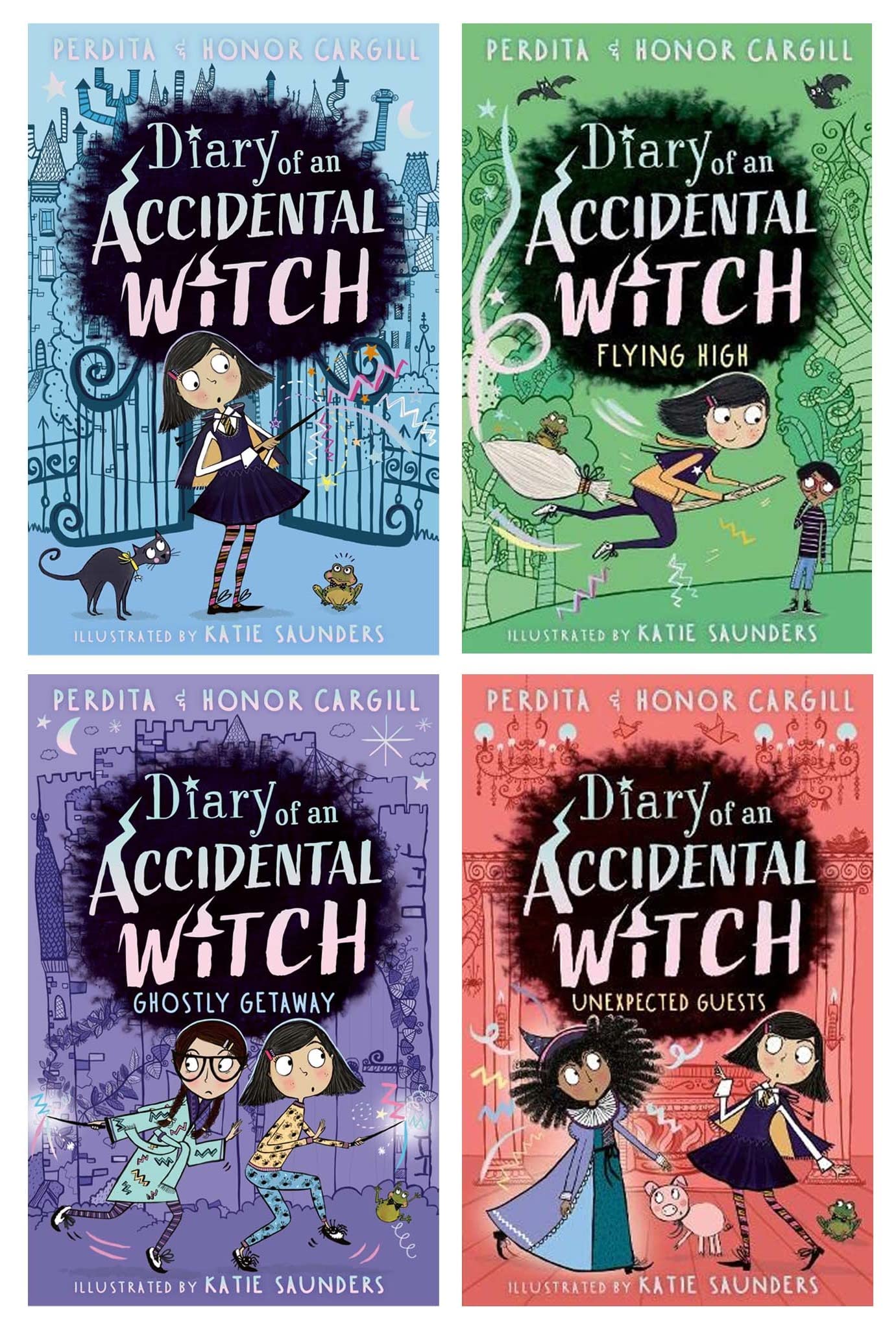 Diary of an Accidental Witch Series 4 Books Collection Set (Diary of an Accidental Witch, Flying High, Ghostly Getaway & Unexpected Guests)