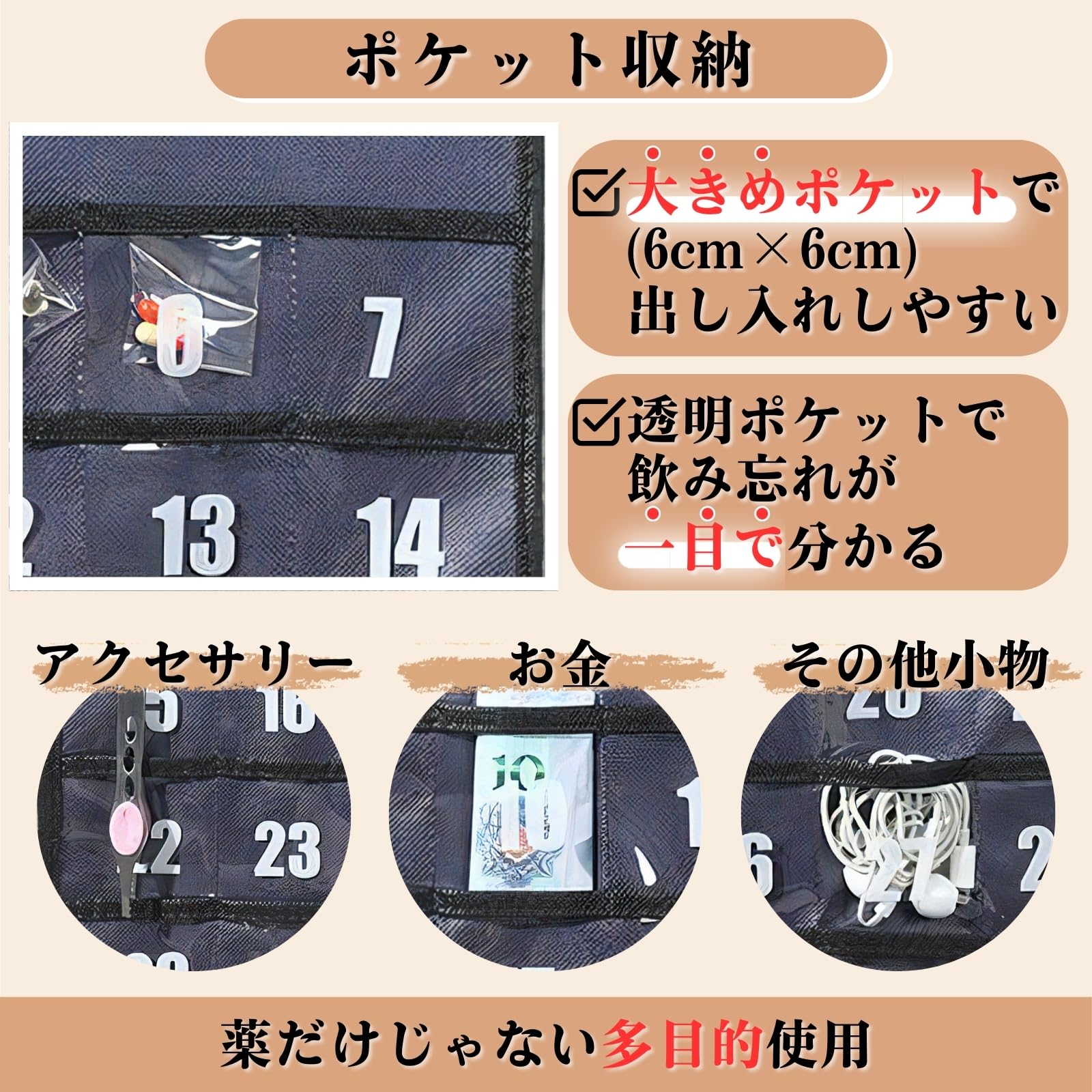 壁掛けお薬カレンダー 1ヶ月用 お薬カレンダー 1ヶ月 壁掛け 飲み忘れ防止 投薬 服薬 収納 ケース