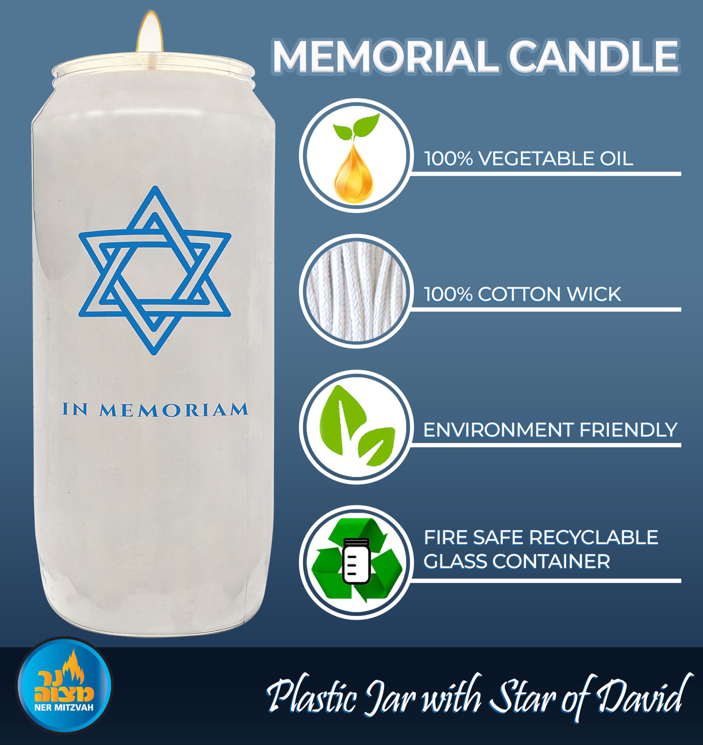 Amazon.co.jp: Ner Mitzvah 7日メモリアルキャンドル 6個パック ダビデ
