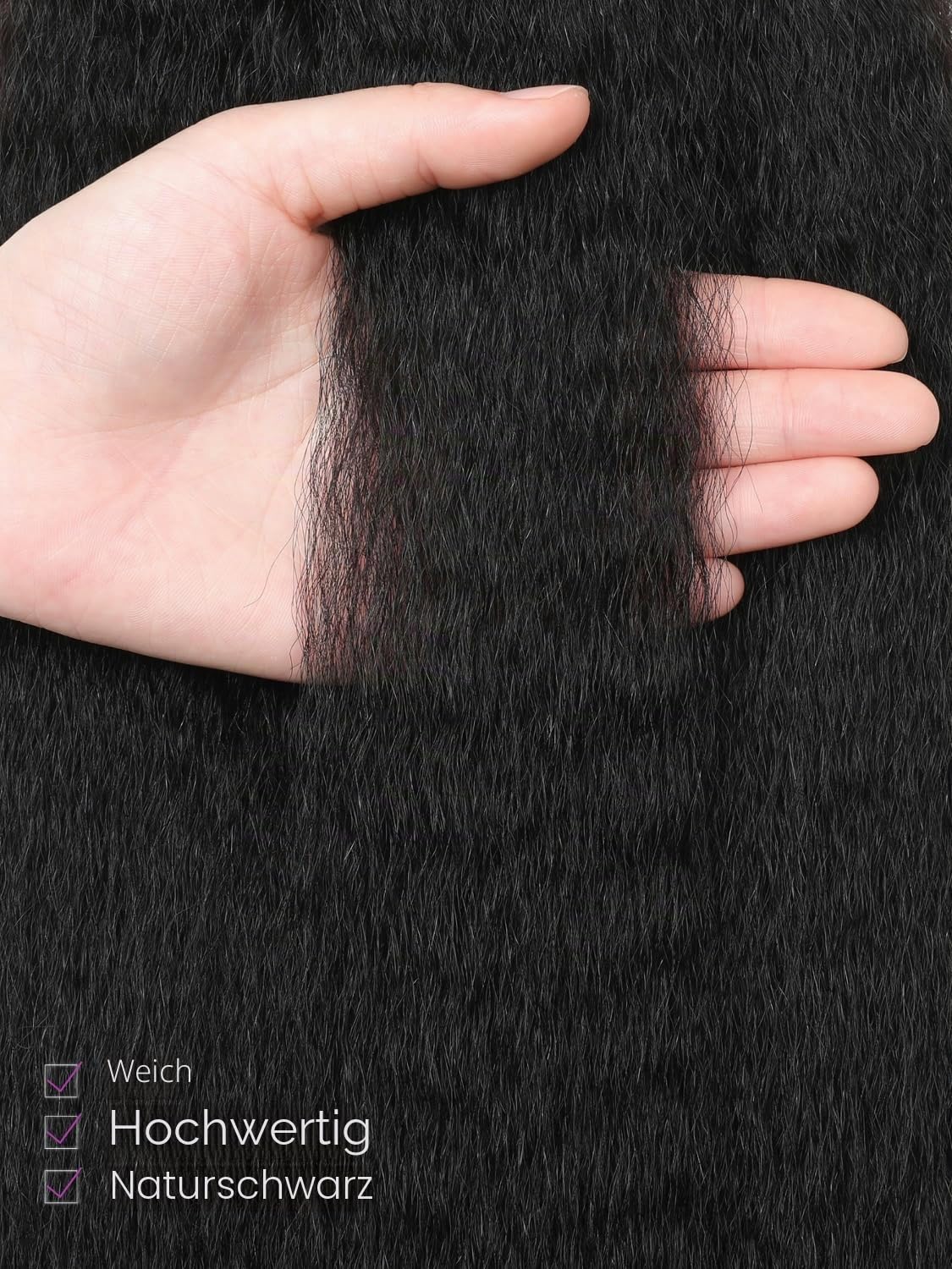 YDDM Kinky Straight Clip-In-Haarverlängerung, echthaar, für Schwarze Frauen, brasilianisches Echthaar, Schwarz, Doppelschuss, 55,8 cm, 120 g, 8 Stück