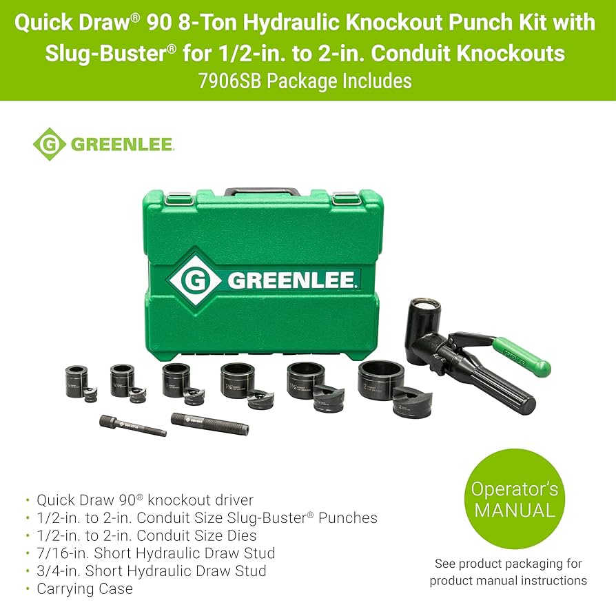 Greenlee 7906SB 8-Ton Hydraulic Knockout Punch Kit with