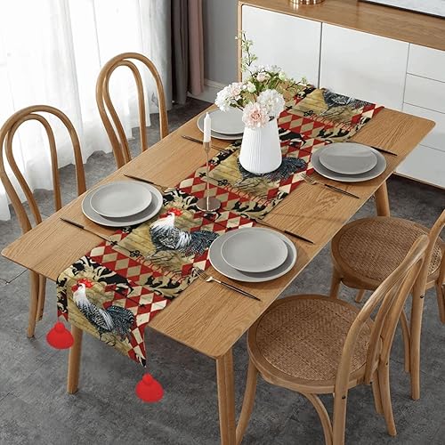 Vista 15 de Christmas Table Runner 60 Inches Long Fall Table Runner for Dining Table Christmas Decorations Coffe Table Runner with Tassels Kitchen & Table