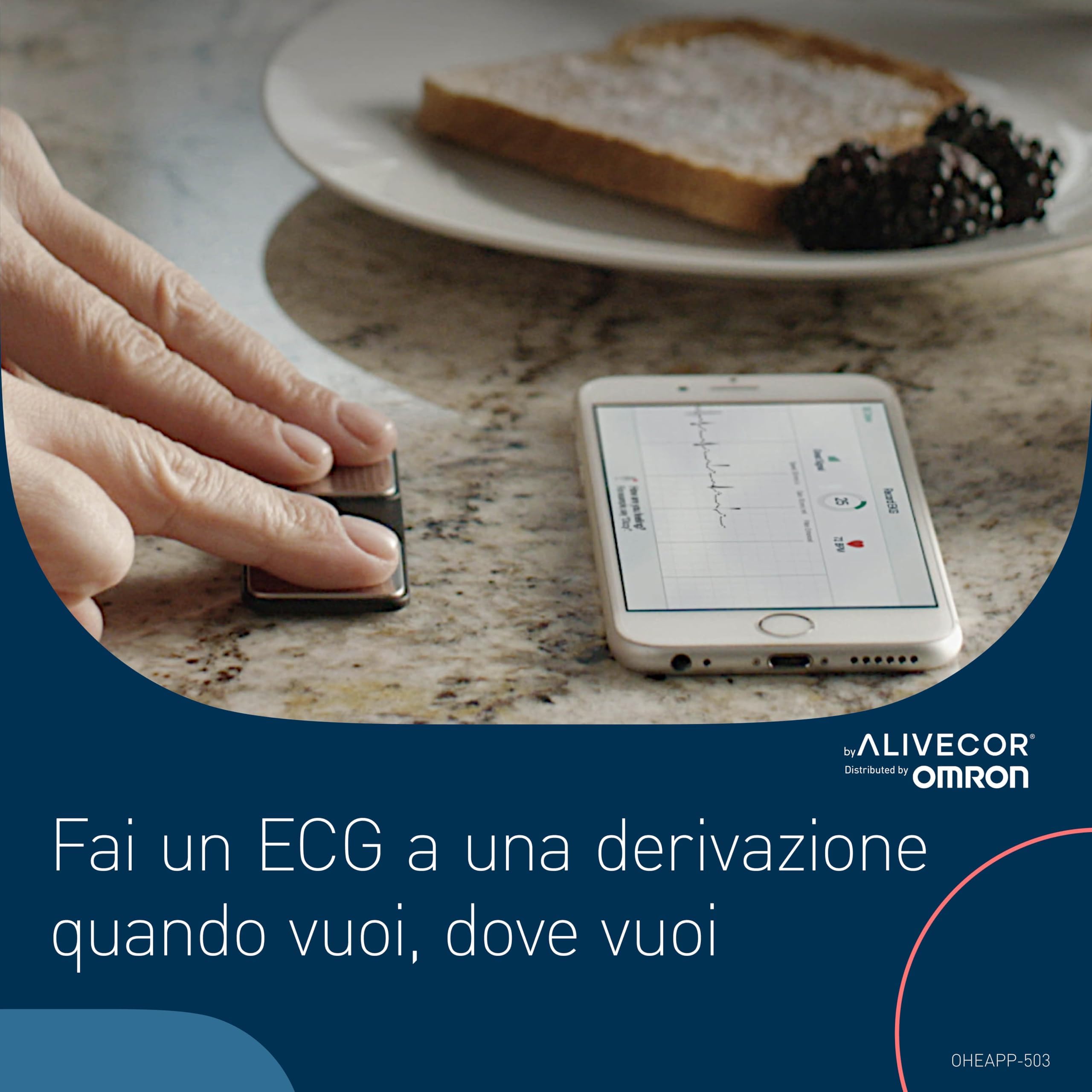 AliveCor KardiaMobile ECG portatile | Approvato dalla FDA | ECG Wireless per Smartphone | Individua Fibrillazione Atriale, Bradicardia e Tachicardia | Distribuito da OMRON