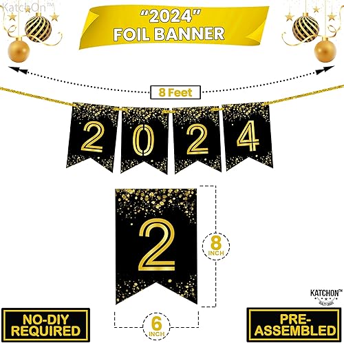 Miniatura 4 de KatchOn, Cartel de graduación 2023 con purpurina impresa, sin bricolaje, 8 pies, cartel negro y dorado 2023, letrero de graduación, decoraciones de