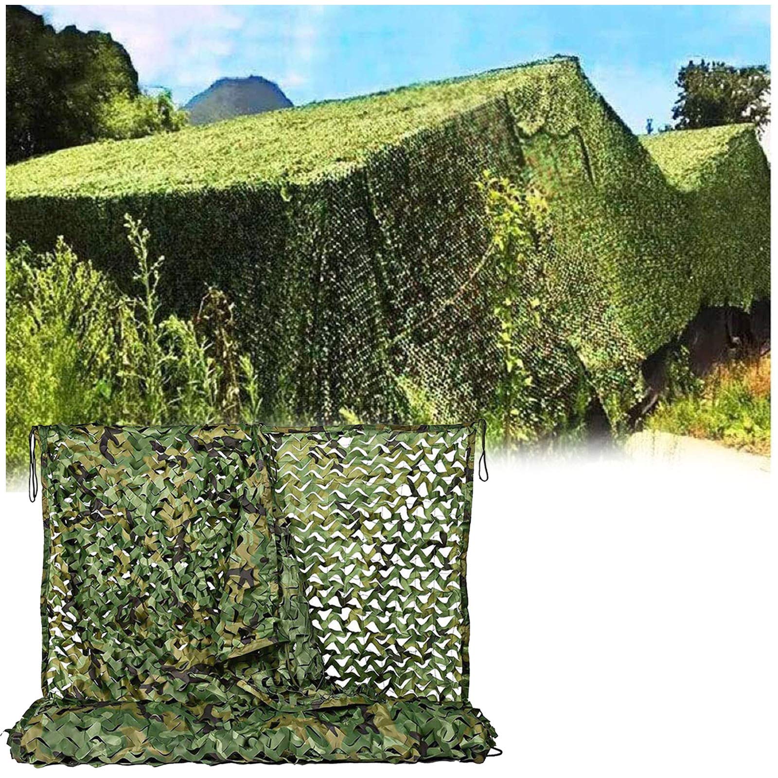 Oudini 4*4M(13.1*13.1Ft) Woodland Camouflage Net Oxfabric Camo Netting For Camping Military Hunting Shooting Hide Garden/4 * 4M(13.1 * 13.1Ft)