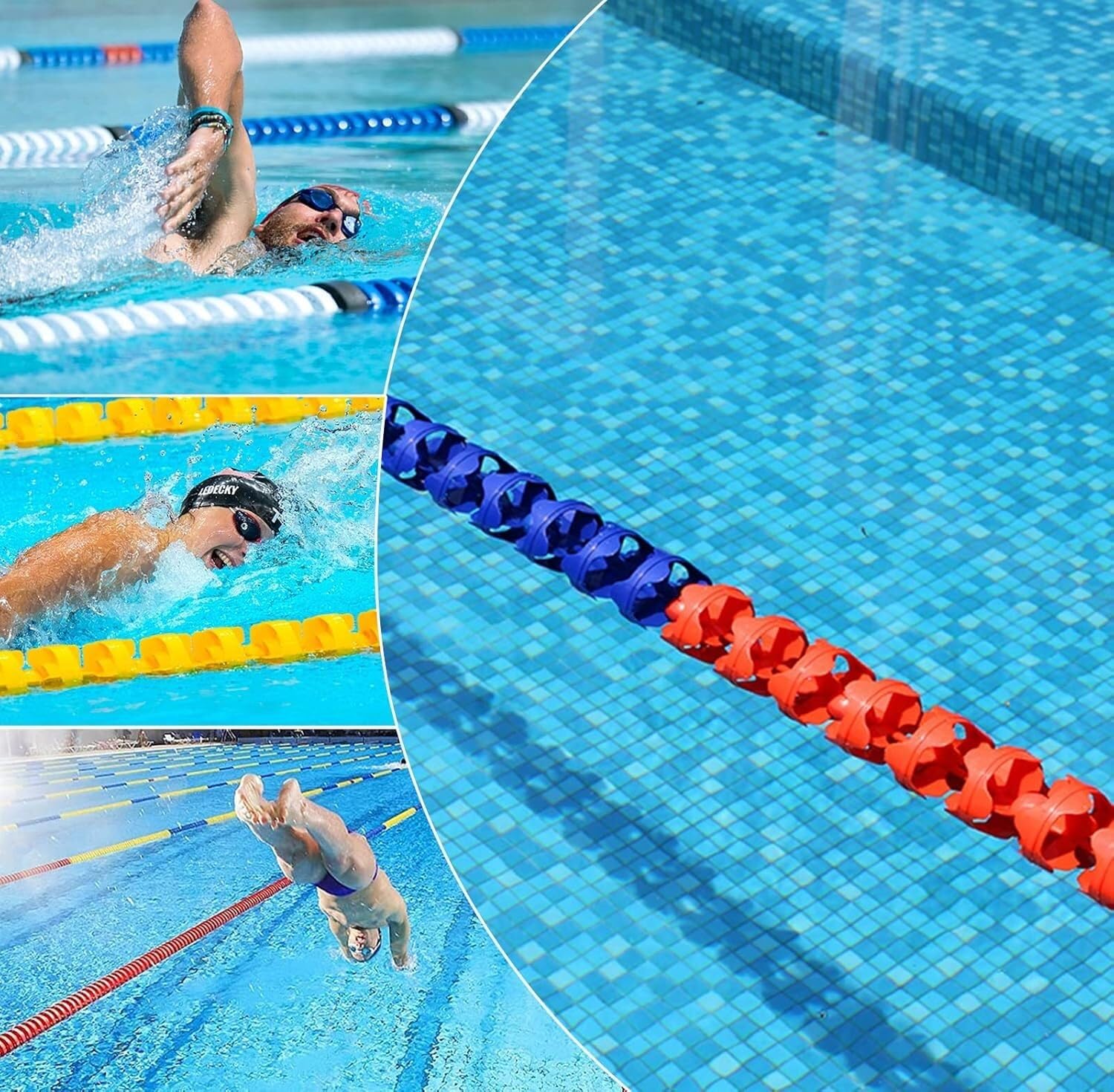 Boa di sicurezza per piscina con accessori in polietilene, divisore di corsia per piscine, sicurezza dell'acqua, resistente, facile da installare, ideale per piscine e spiagge