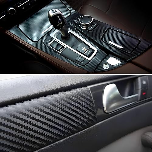 Miniatura 2 de Lypumso Envoltura de vinilo de fibra de carbono negra 3D con kits de herramientas, rollo de vinilo con tecnología de liberación de aire, calcomanías