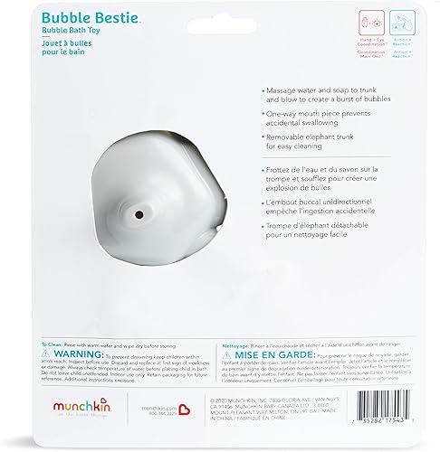 Miniatura 7 de Munchkin Bubble Bestie Elephant Bubbler - Juguete de baño para bebés y niños pequeños